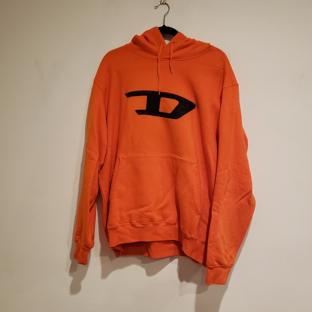 Diesel mens XL orange pullover hoodie